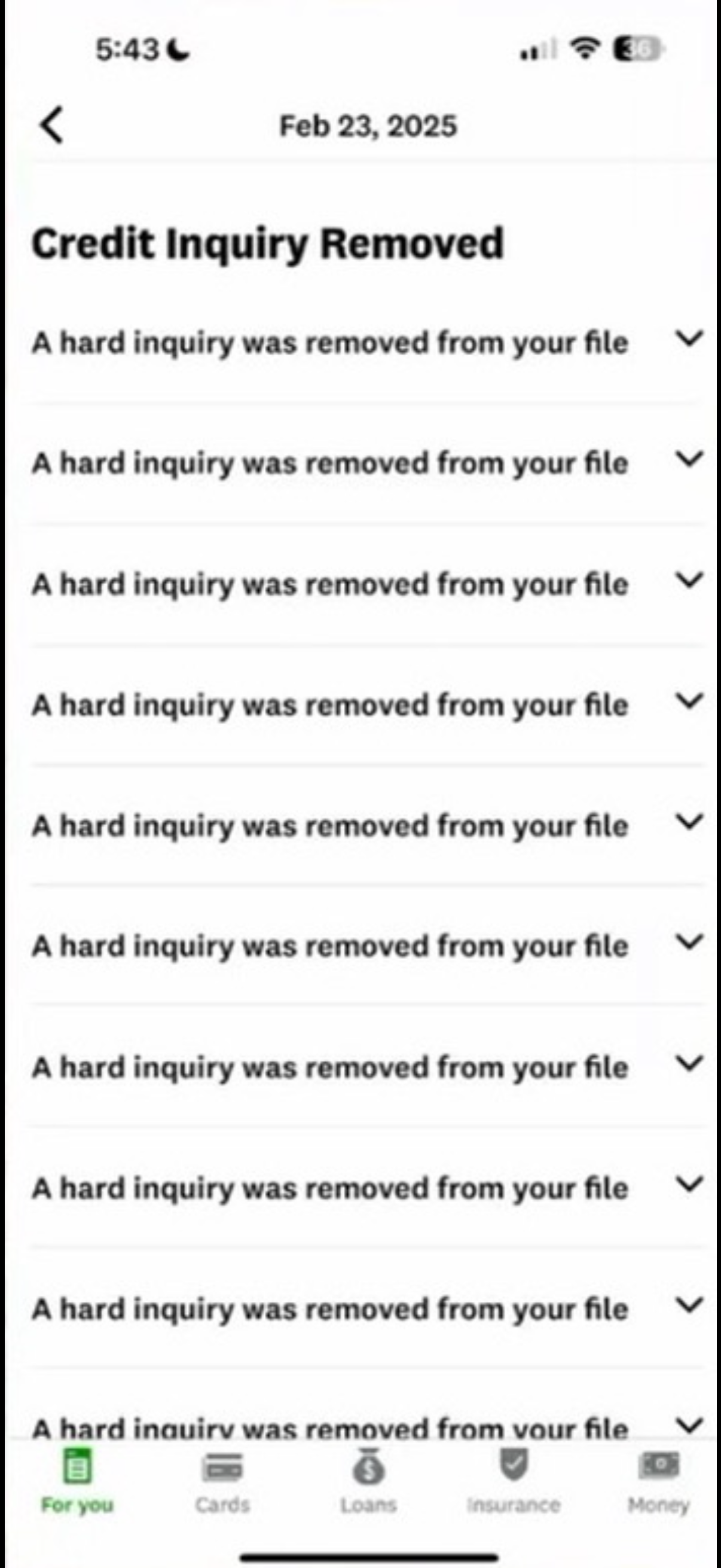 10 hard inquiries removed from credit report